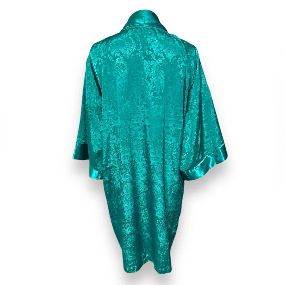 VICTORIA’S SECRET Emerald Green Silky Jacquard Robe GOLD LABEL VINTAGE